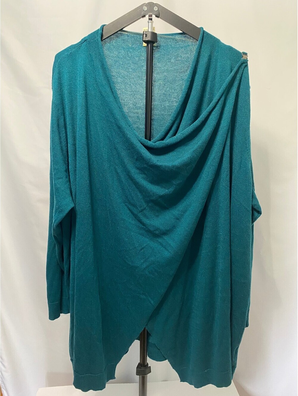 Faded Glory Women’s 4X Teal Draped Cardigan Sweater Plus Size 26W-28W